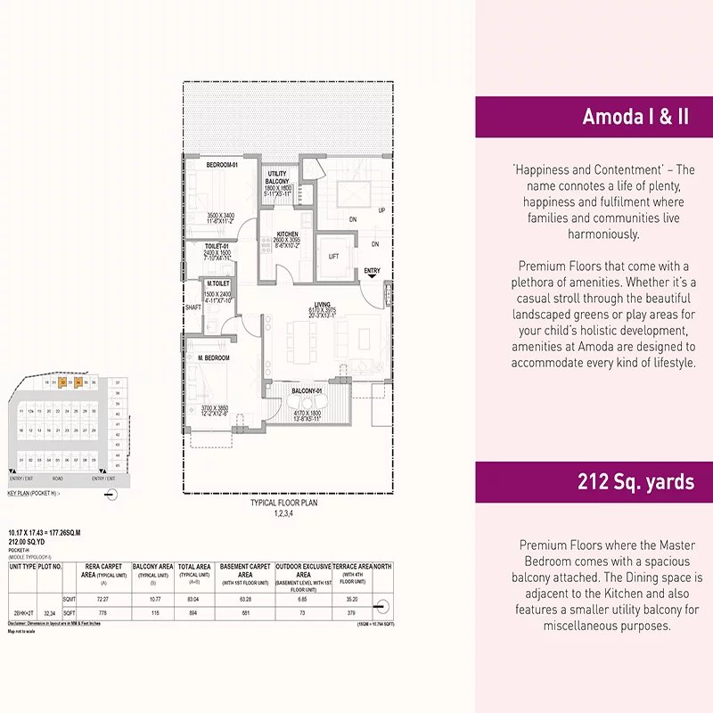 Detailed floor plan of a residence at Birla Estates Navya, showcasing room configurations, dimensions, and living spaces.